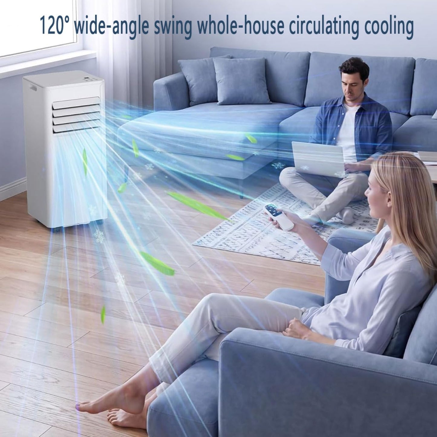GENERIC Climatiseur Portable Refroidit Jusqu'à 30 M². Unité De Climatisation Portable Intelligente Avec Télécommande, Unité AC Silencieuse Avec Ventilateur Frais Et Sec, Modes De Veille, Minuterie 24 H, Kit