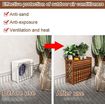 GENERIC Housse En Bois Pour Climatiseur – Clôture à Persiennes D'extérieur Avec Stores En Bois Massif Et Support De Fleurs 4 (taille XL : L 120 X L 57 X H)