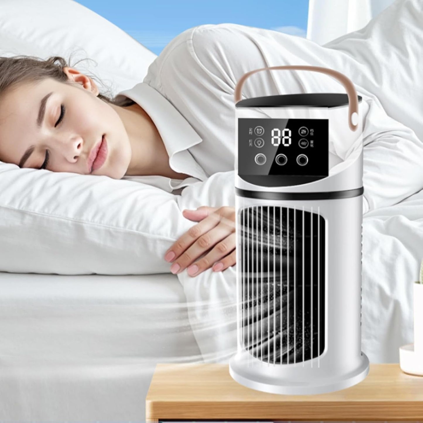  Climatiseur Mobile, Climatiseur Mobile Pour Intérieur, Réglable Avec Éclairage LED Pour Chambre Bureau Dortoir Sommeil Et Travail