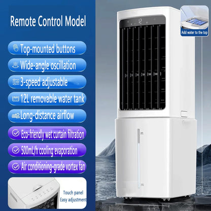  Climatiseur Portable Sans Fenêtre Swamp Cooler Avec Oscillation à 120°, Rafraîchisseur D'air évaporatif, Télécommande, Minuterie 7,5 H, Réservoir D'eau Amovible De 12 L, Ventilateur De Refro