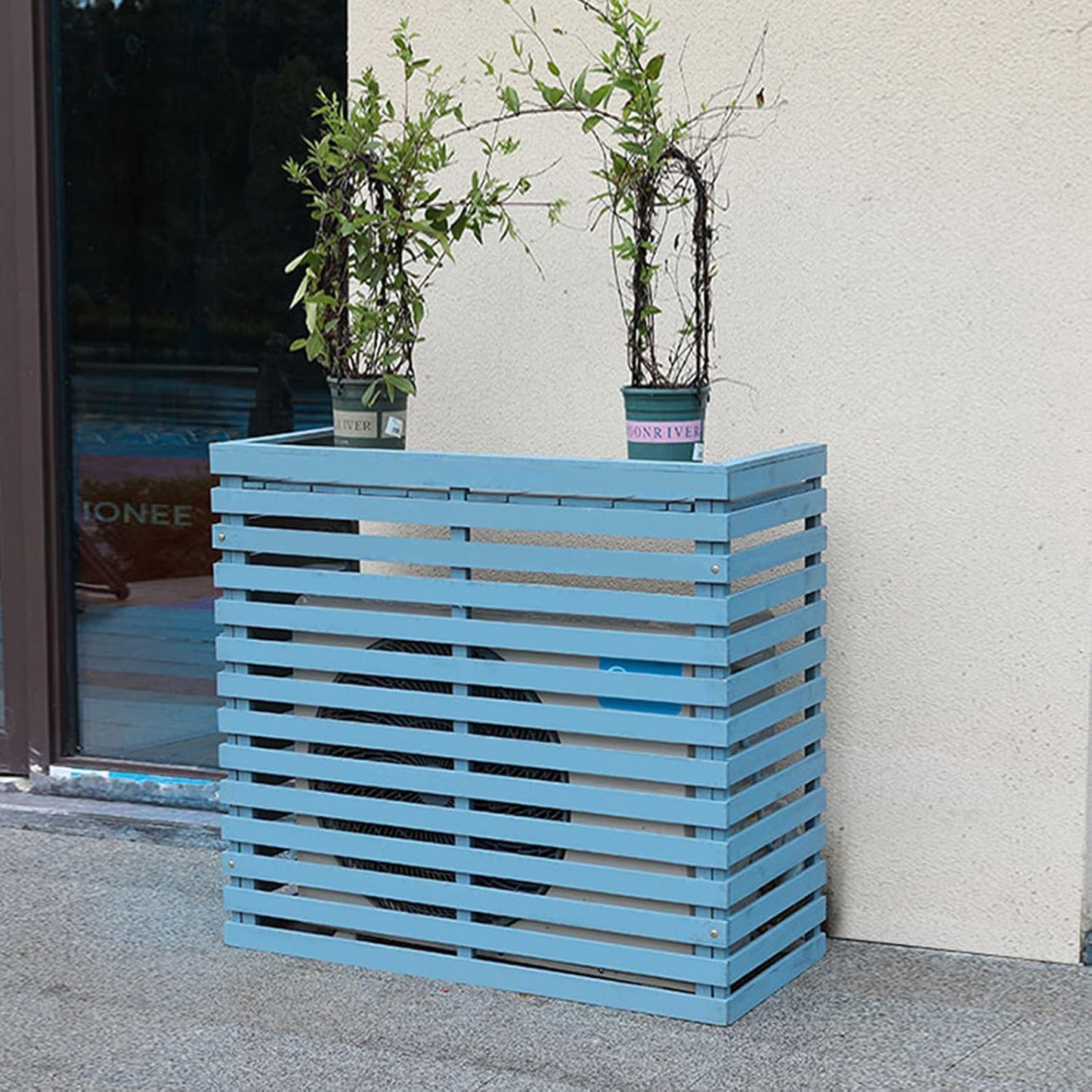  Housse En Bois Pour Climatiseur Extérieur - Protection Durable Avec écran D'intimité Caché - Résistant Aux Intempéries - Élégant Boîtier De Climatiseur Pour Une Utilisation En Extérieur