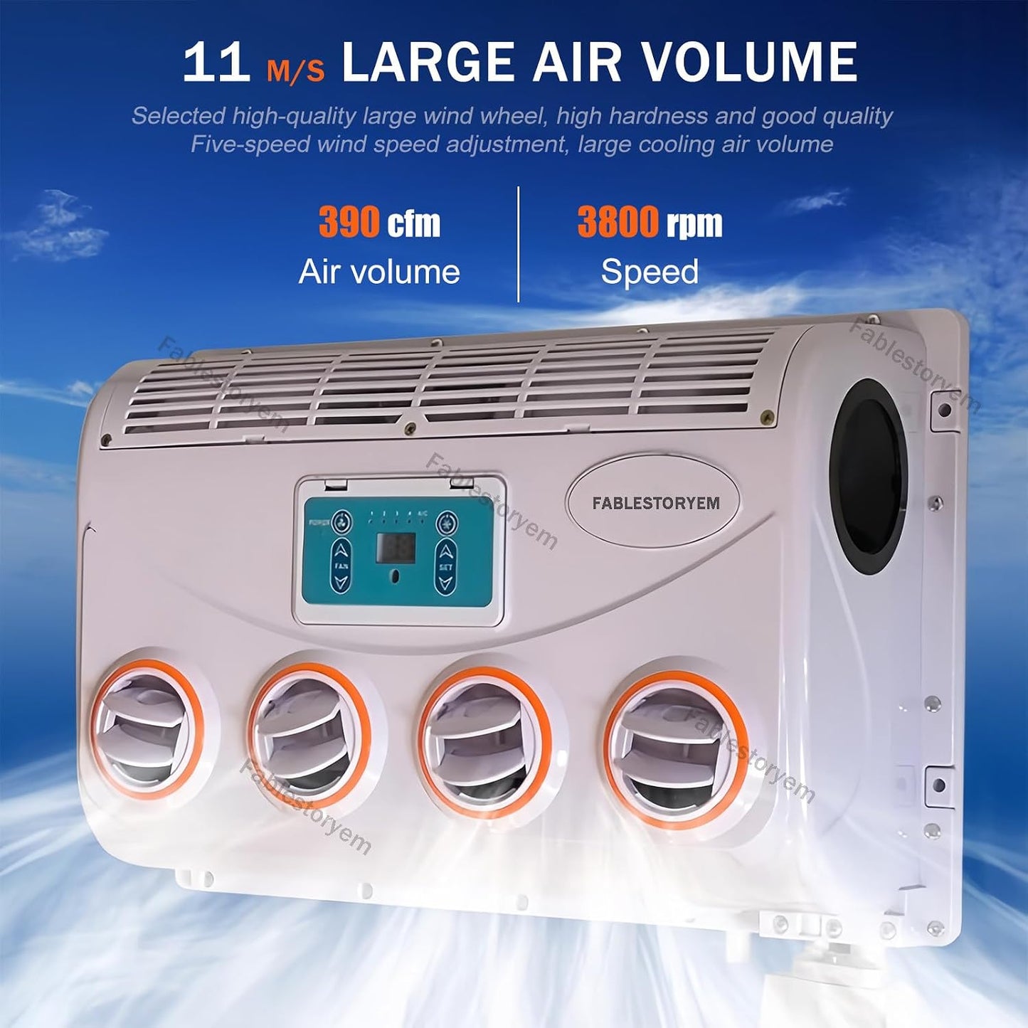 GENERIC Climatiseur Universel Pour Voiture, 12 V/24 V à Affichage Numérique, Avec Télécommande, Pour Camion, Bus, Van, Excavatrice, Montage Mural, 12 V