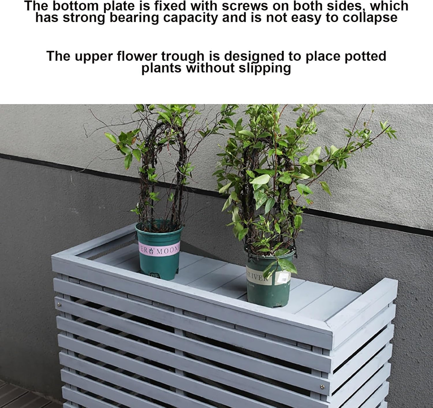 GENERIC Housse De Climatiseur Extérieur, Boîtier De Climatisation En Bois Massif, Avec Support Floral, Housse De Climatisation Résistante Aux Intempéries, Protection Mobile Pour Climatiseur (couleur : Noir)