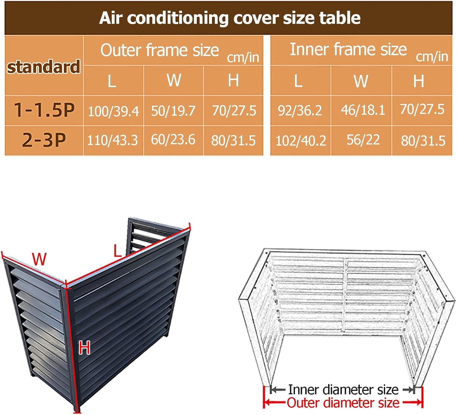  Couvercle En Aluminium Pour Climatiseur Et Pompe à Chaleur - Écran De Protection Extérieur Pour Condensateurs - Clôture Autoportante Pour Unités AC Et Déchets - Design Résistant Aux Intempéries