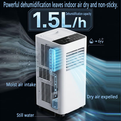  Climatiseur Portable Silencieux Smart AC Refroidit Jusqu'à 300 Sq.Ft.Unité Avec Ventilateur Et Déshumidificateur LED Affichage à Distance 24H Minuterie Kit D'installation Pour La Chambre à Coucher