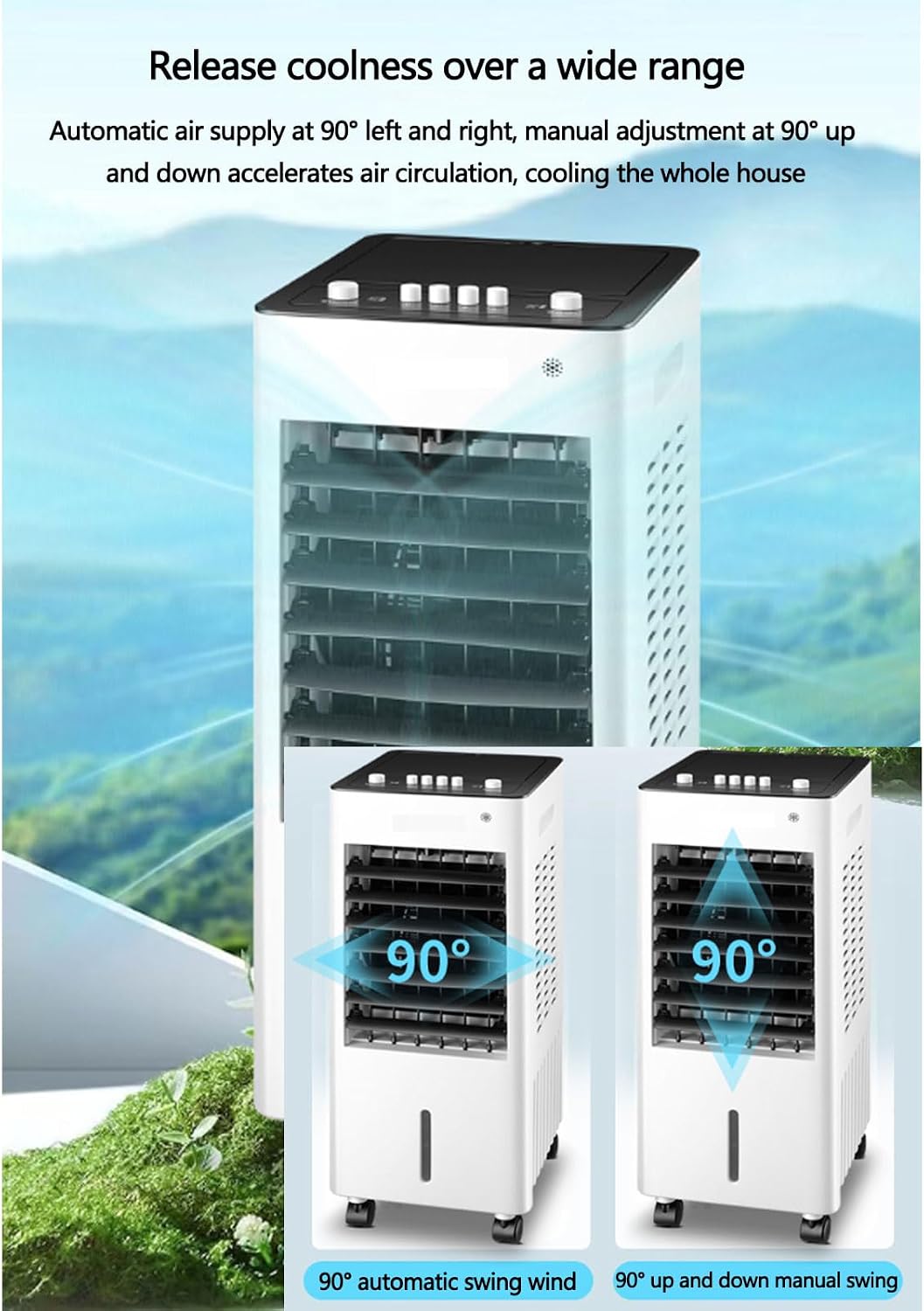  Refroidisseur D'air Par évaporation, Climatiseur Mobile Compact à 3 Vitesses De Ventilation, Oscillation Grand Angle, Idéal Pour Chambre, Bureau Ou Pièce.