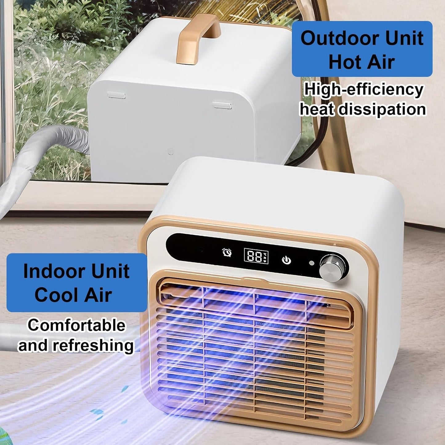  130m3/h Split AC, Refroidisseur De Camping Silencieux Avec Télécommande WiFi, 12H Minuterie, Conception Légère Sans Tuyau Pour Camion De Tente De Camping-Car Caravane à L'extérieur