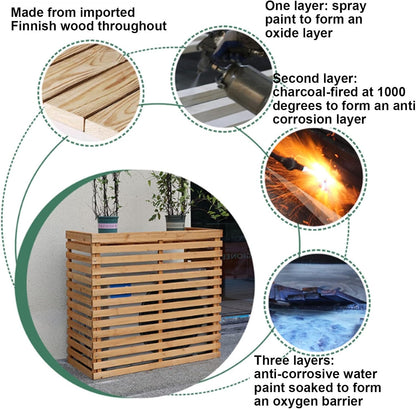  Housse De Protection En Bois Pour Climatiseur – Clôture De Protection Extérieure Pour Pompe à Chaleur Cachette élégante Pour Climatiseurs – Design Résistant Aux Intempéries – Parfait Pour Une
