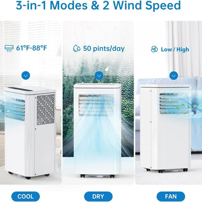 GENERIC Climatiseur Portable Refroidit Jusqu'à 30 M². Unité De Climatisation Portable Intelligente Avec Télécommande, Unité AC Silencieuse Avec Ventilateur Frais Et Sec, Modes De Veille, Minuterie 24 H, Kit