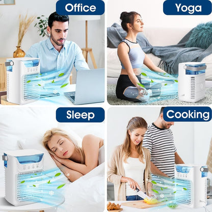  Climatiseur Portable, Mini Climatiseur, Refroidisseur D'air Avec Veilleuse 7 Couleurs Et Vent De Classe 3 Avec Bureau, Chambre, Chambre, Maison Et Camping