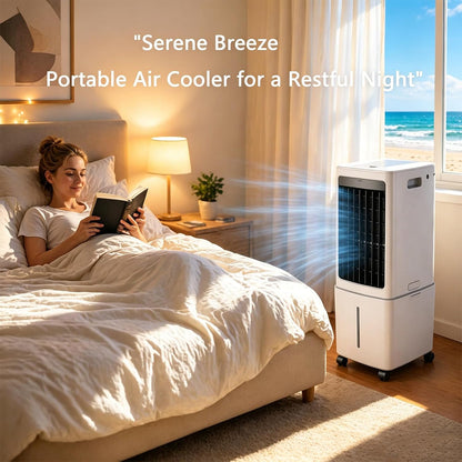  Refroidisseur D'air évaporatif, Ventilateur De Refroidissement De Réservoir D'eau Amovible De 12L Avec Minuterie 7.5H, Unité De Climatisation à Télécommande Approprié Pour Le Salon, Garage, Chambre à
