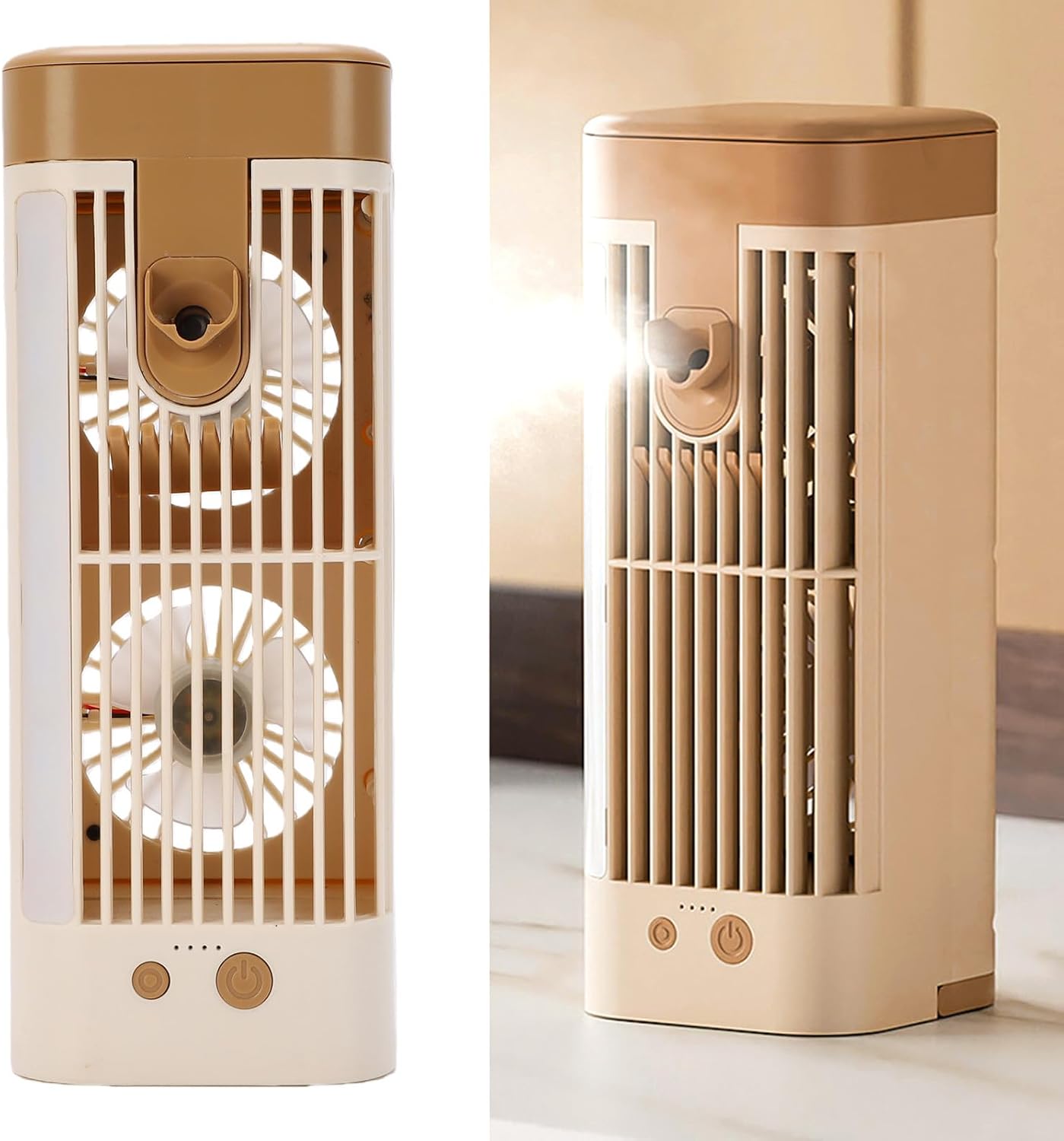  Mini Ventilateur De Climatiseur USB, Refroidisseur AC Portable Avec Glacière Et Ventilateur à Brume Silencieux à 3 Vitesses Avec Veilleuse Pour Bureau, Dortoir, Refroidissement