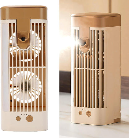  Mini Ventilateur De Climatiseur USB, Refroidisseur AC Portable Avec Glacière Et Ventilateur à Brume Silencieux à 3 Vitesses Avec Veilleuse Pour Bureau, Dortoir, Refroidissement