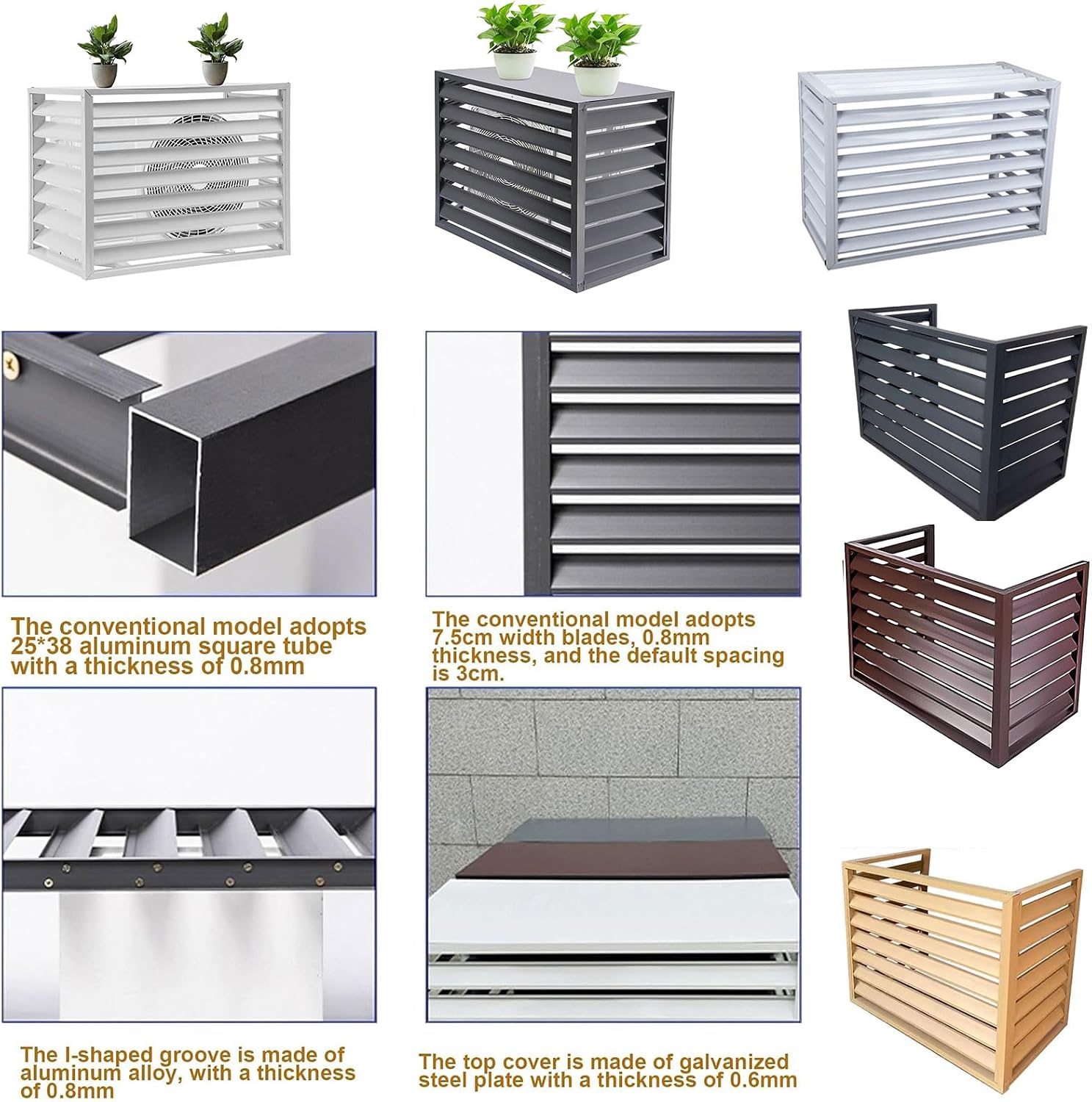 GENERIC Housse De Climatiseur En Aluminium Et Support De Présentation Pour Plantes 120 X 150 X 70 Cm – Protection Extérieure Du Condensateur Pour Jardin, Clôture D'intimité, Volets De Présentation De Fleurs