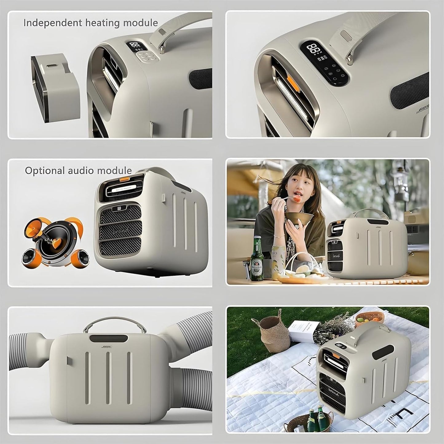  TYH Climatiseur Portable, 5121 BTU, Refroidissement Rapide, Extérieur, AC/DC 24 V, 3 Vitesses De Ventilation, Déshumidification, Faible Consommation 500 W, Idéal Pour Tente De Camping