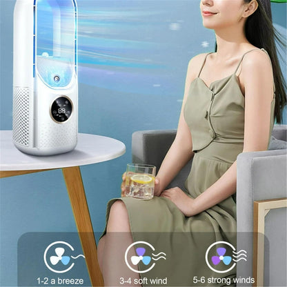 GENERIC Climatiseur Portable, Ventilateur De Refroidissement Alimenté Par USB – 6 Niveaux D'humidité Et Vitesses Pour La Maison/chambre/bureau, Blanc Et Bleu