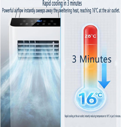  Climatiseur Portable Silencieux Smart AC Refroidit Jusqu'à 300 Sq.Ft.Unité Avec Ventilateur Et Déshumidificateur LED Affichage à Distance 24H Minuterie Kit D'installation Pour La Chambre à Coucher