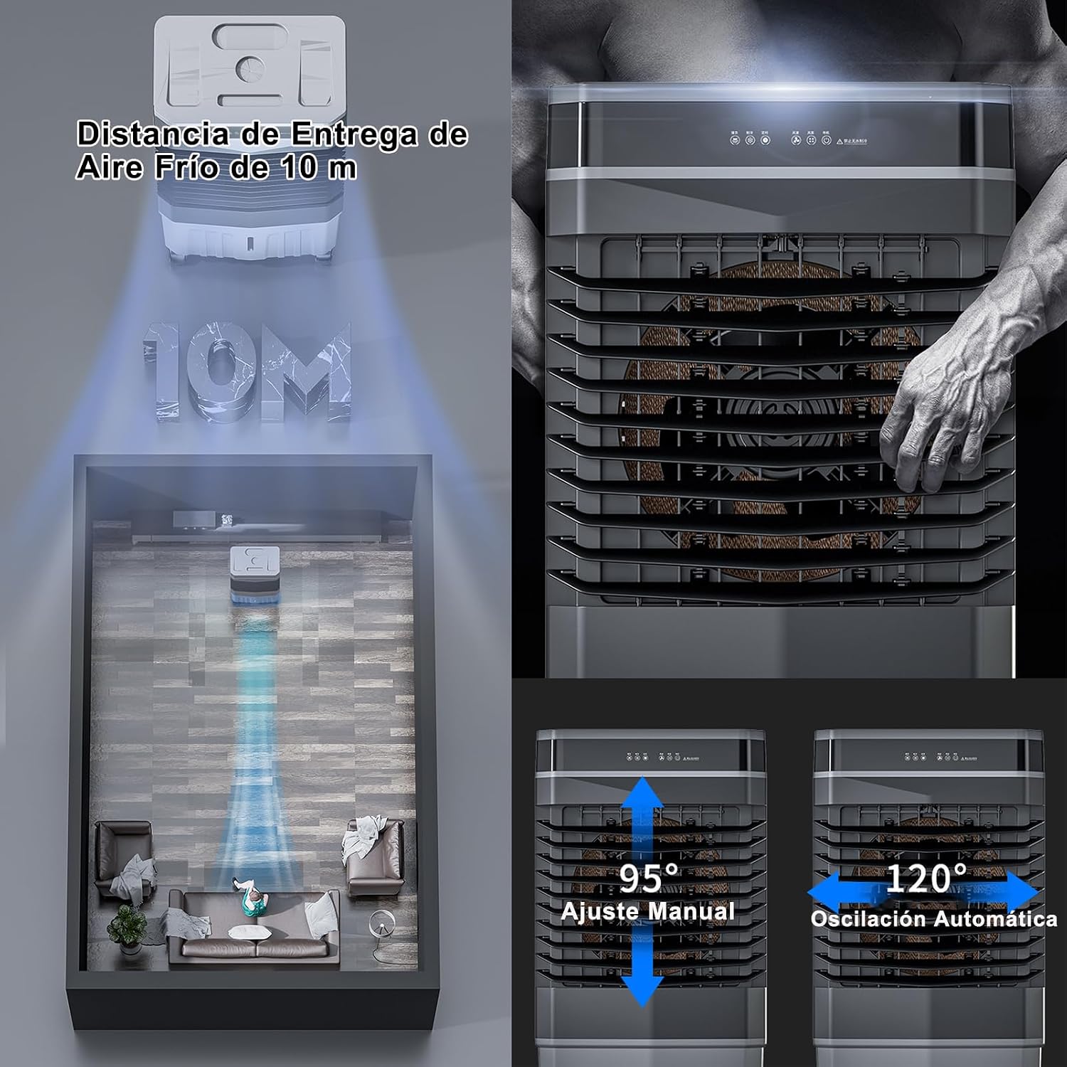 GENERIC Refroidisseur D'air évaporatif à 3 Vitesses Avec Minuterie 12H, Ventilateur De Refroidissement Portable Pour Chambre à Coucher Et Bureau, Dispose D'une Raontisation Automatique, Grand Réservoir D'eau