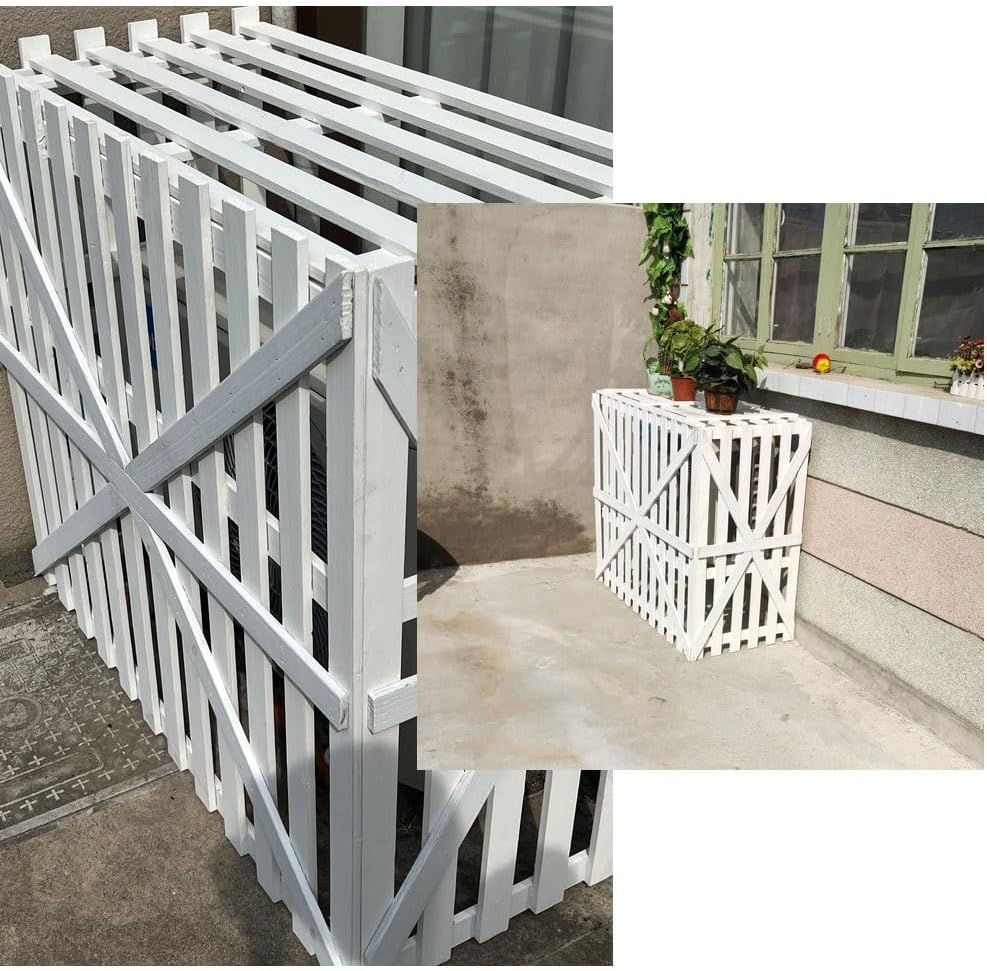 GENERIC Housse De Climatiseur D'extérieur Multifonction En Bois Pour Fleurs, Facile à Installer, Protection Contre La Pompe à Chaleur, Gris, 120 X 60 X 105 Cm, Design Durable Et Résistant Aux Intempéries