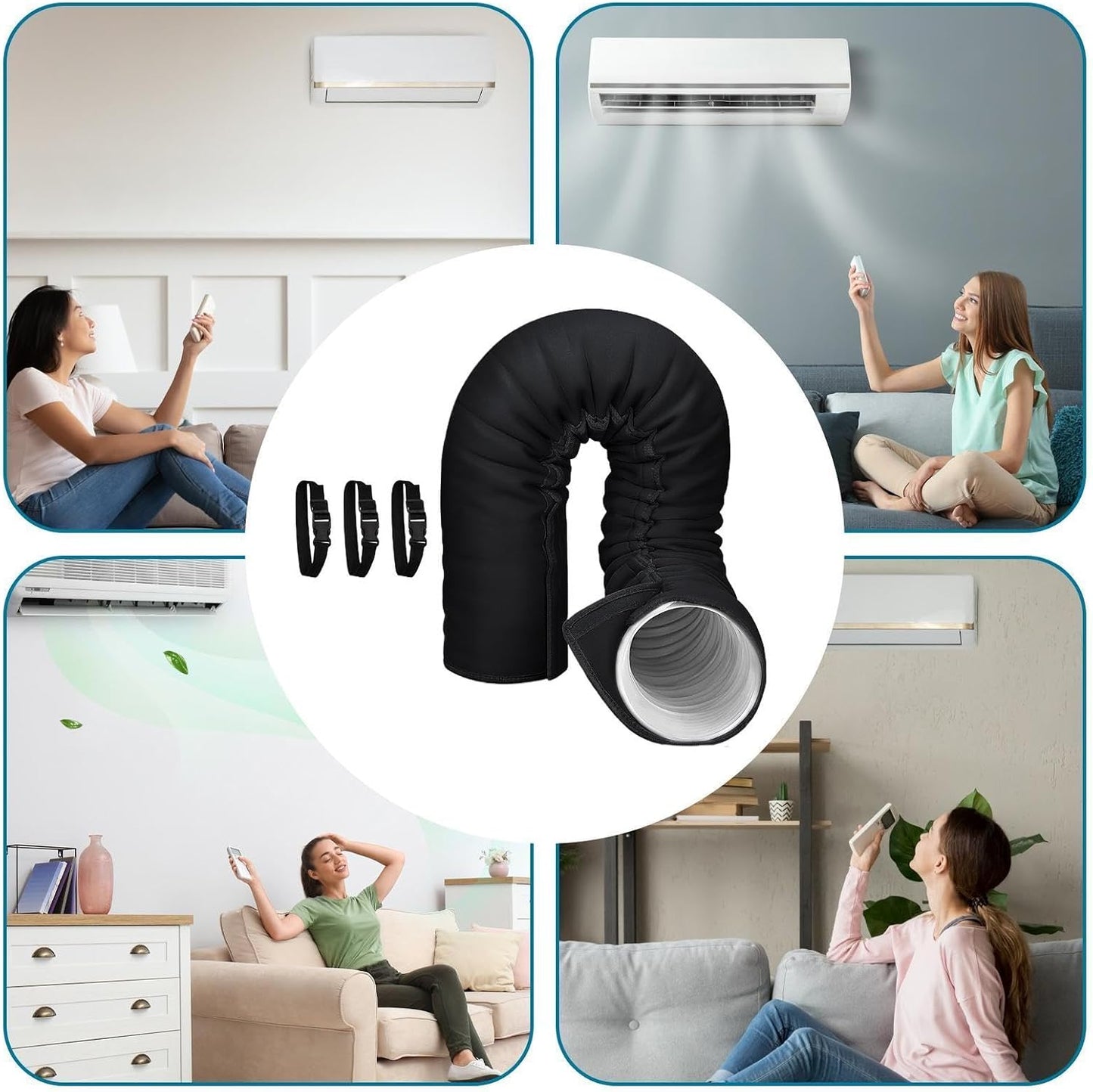  Gaine Isolante Thermique Pour Tuyau Climatiseur Portable, Installation Rapide Sans Outils, Anti-UV, Réduit Perte D'Énergie, Lavable Pour Maison, Bureau, Garage, Idéal Pour, 5/5,9 Pouces