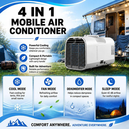  Climatiseur Portable Pour Van Et Camping-Car | 5100 BTU AC De Tente | Battez La Chaleur Avec Un Refroidissement Rapide De 1500W, Unité Spot Compacte Idéale Pour Furgon, Voyage Et Outdoor T1pro