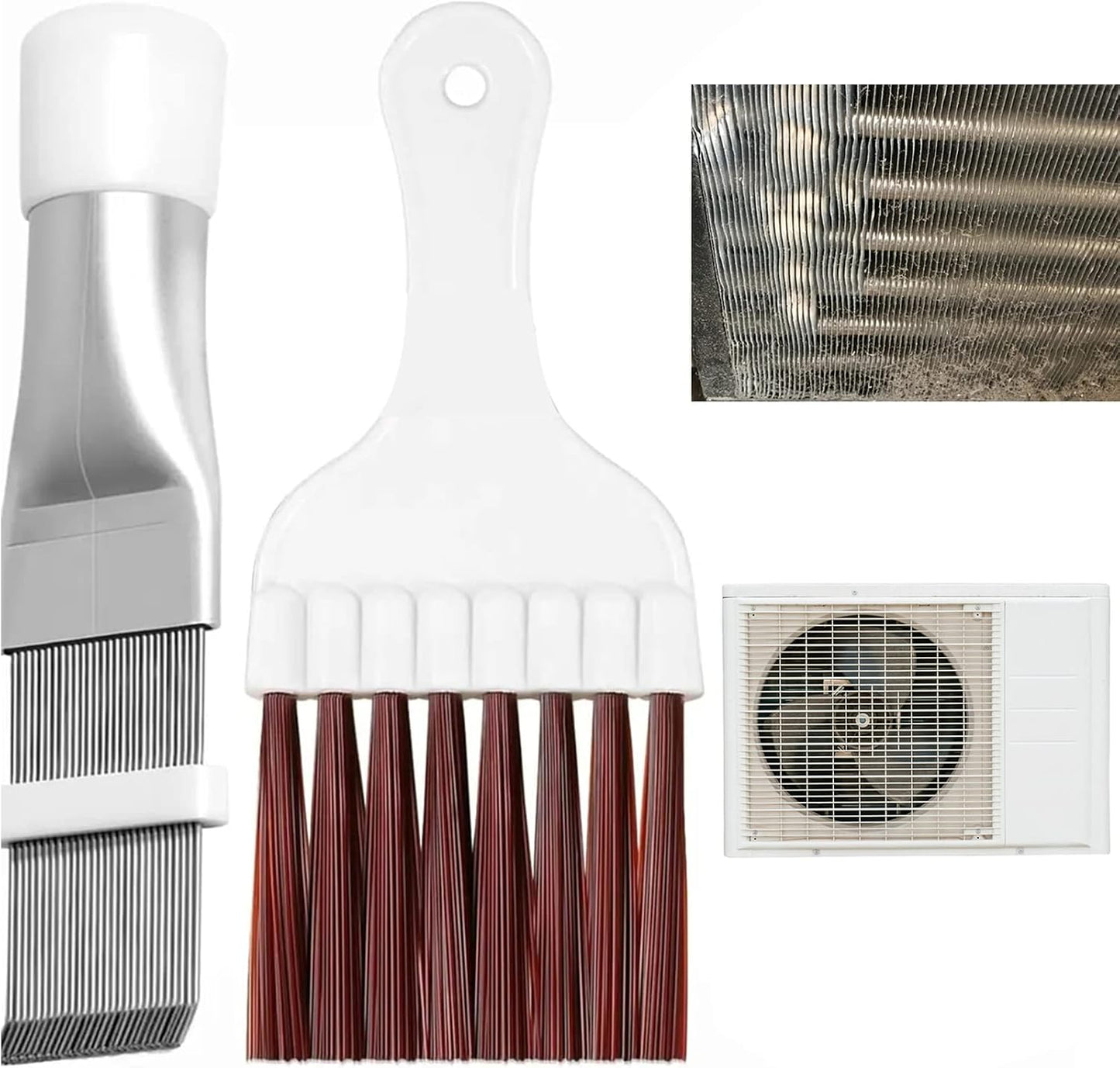  Brosse De Nettoyage Condenseur De Climatiseur,Brosse De Climatiseur,Nettoyage Climatisation Brosse Acier Inoxydable,Peigne à Condensateur Climatiseur,Peigne à Ailettes,2 Pièces