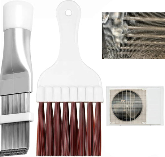  Brosse De Nettoyage Condenseur De Climatiseur,Brosse De Climatiseur,Nettoyage Climatisation Brosse Acier Inoxydable,Peigne à Condensateur Climatiseur,Peigne à Ailettes,2 Pièces