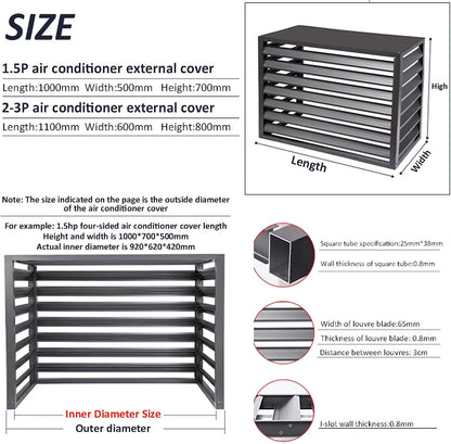GENERIC Housse De Protection Pour Climatiseur Extérieur En Aluminium Et étagère à Fleurs Autonome Avec Persiennes 110 X 60 X 80 C Protection Et Design élégant