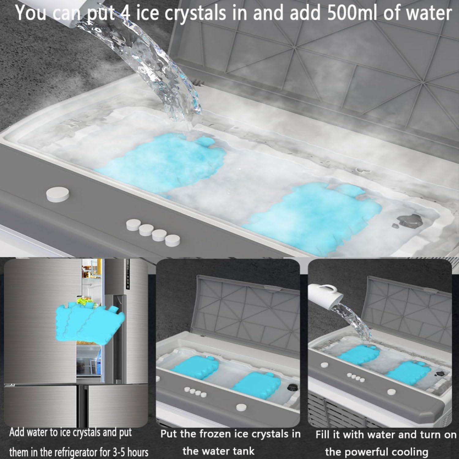 GENERIC Climatiseur Portable 3 En 1 Avec Oscillation à 120°, Minuterie 12 H Pour Arrêt Automatique Intelligent, Grand Réservoir D'eau, Unité De Refroidissement Sans Tuyau, Unité De Climatisation Pou