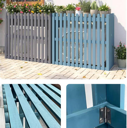 GENERIC Housse De Pompe à Chaleur Extérieure En Bois Pour Climatiseur - Protection Résistante Aux Intempéries - Écran Décoratif Avec Pot De Fleurs - Dimensions : 120 X 60 X 105 Cm - Couleur : Blanc