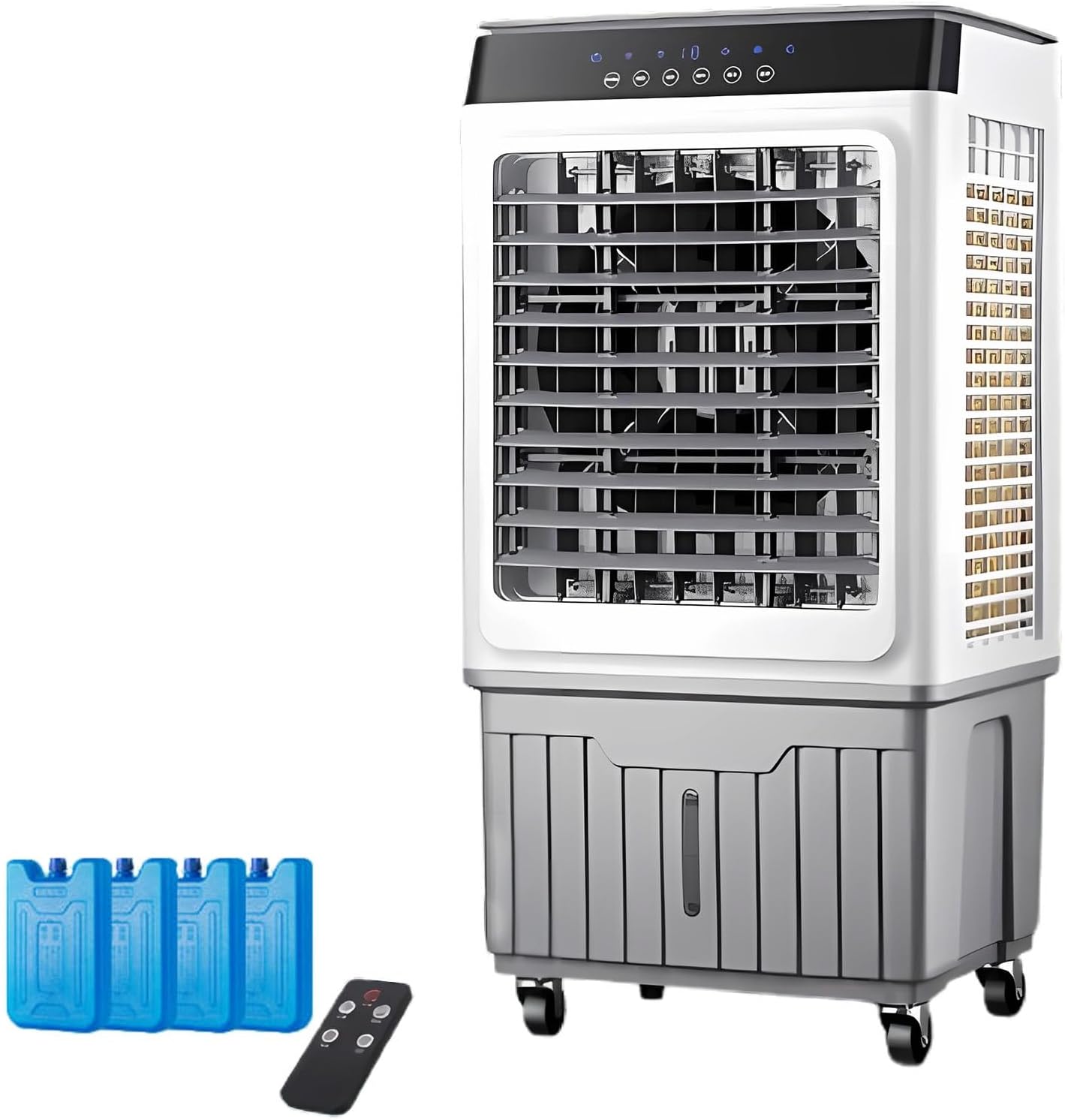 GENERIC Refroidisseur D'air évaporatif 4L, Ventilateur Portable à Télécommande Avec Paquets De Glace, Liquide De Refroidissement Personnel Silencieux Pour Le Dortoir De Bureau à Domicile, 12H Minuterie Et Rou