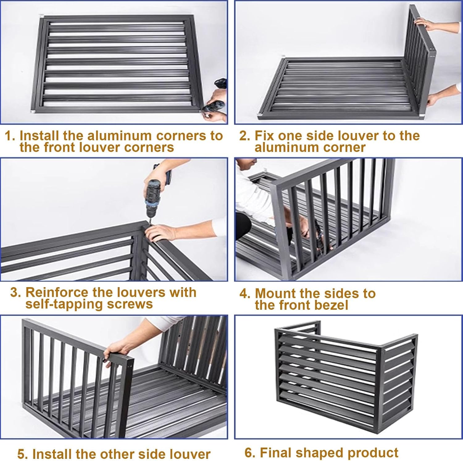 GENERIC Housse Marron Pour Climatiseur – Clôture En Alliage D'aluminium Pour Unités De Fenêtre, Protection Contre La Pluie, Utilisation Intérieure Et Extérieure, Cachette élégante Pour Unités De Climatisation