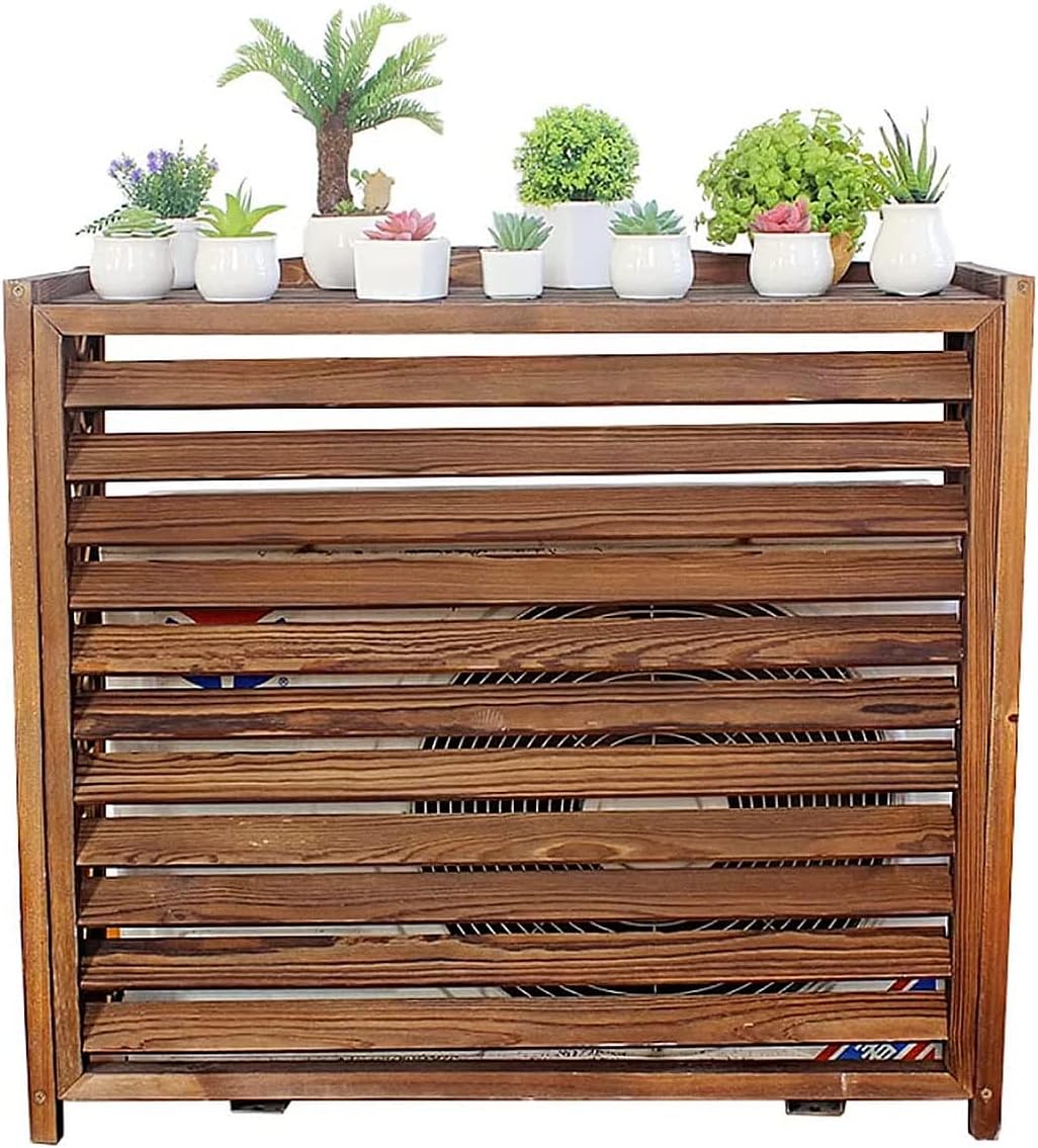  Housse De Protection Pour Climatiseur Extérieur, Unité De Condensation En Bois Durable, Pour Boîtier De Poubelle Autoportant, écran De Clôture Marron Pour Climatiseur