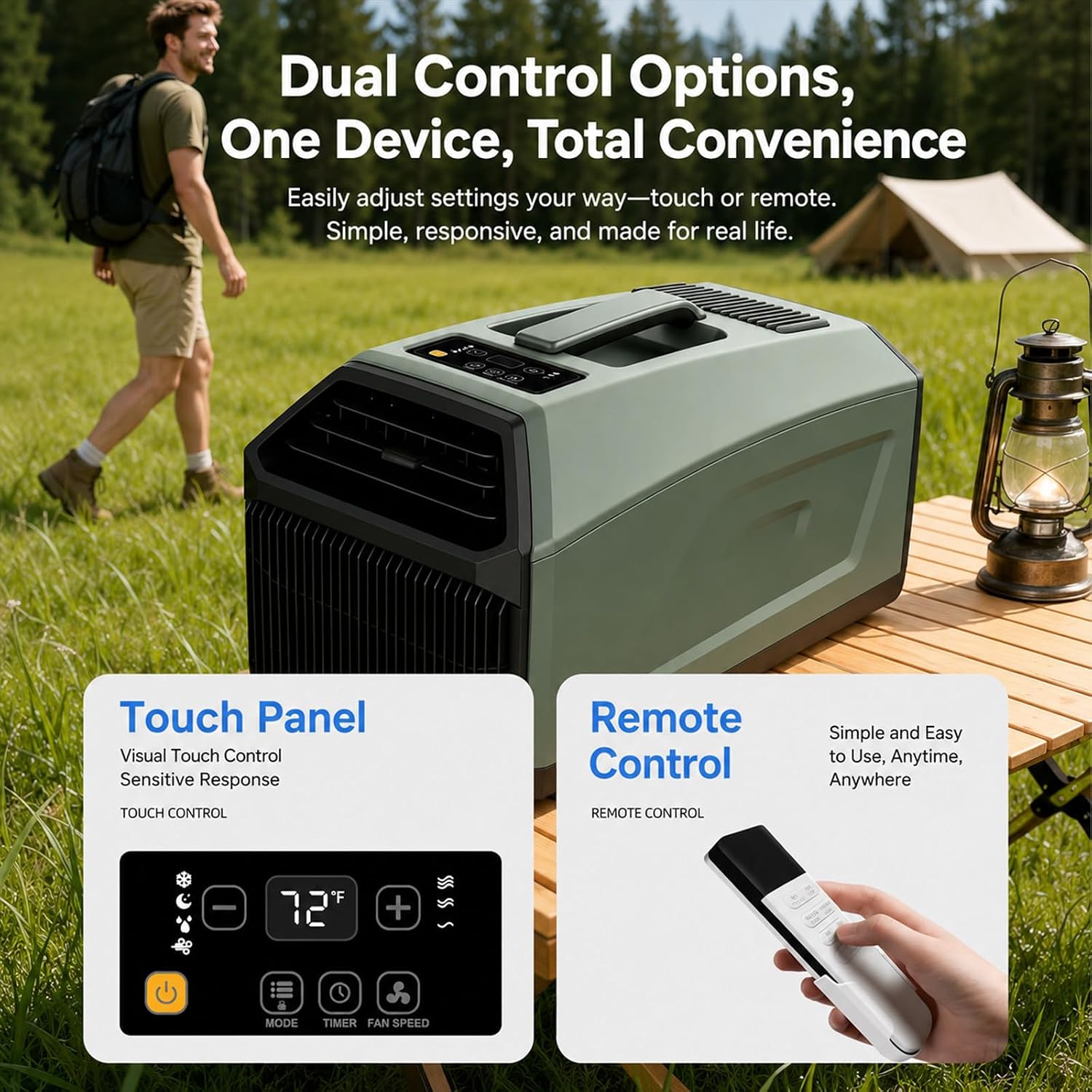  Climatiseur Portable 4500/5100 Btu, Silencieux, Avec Télécommande, 10㎡ /108 Sq.ft,pour Tente, Camping-Car, Fourgon Aménagé, Intérieur Et Extérieur. Faible Consommation 220VAC
