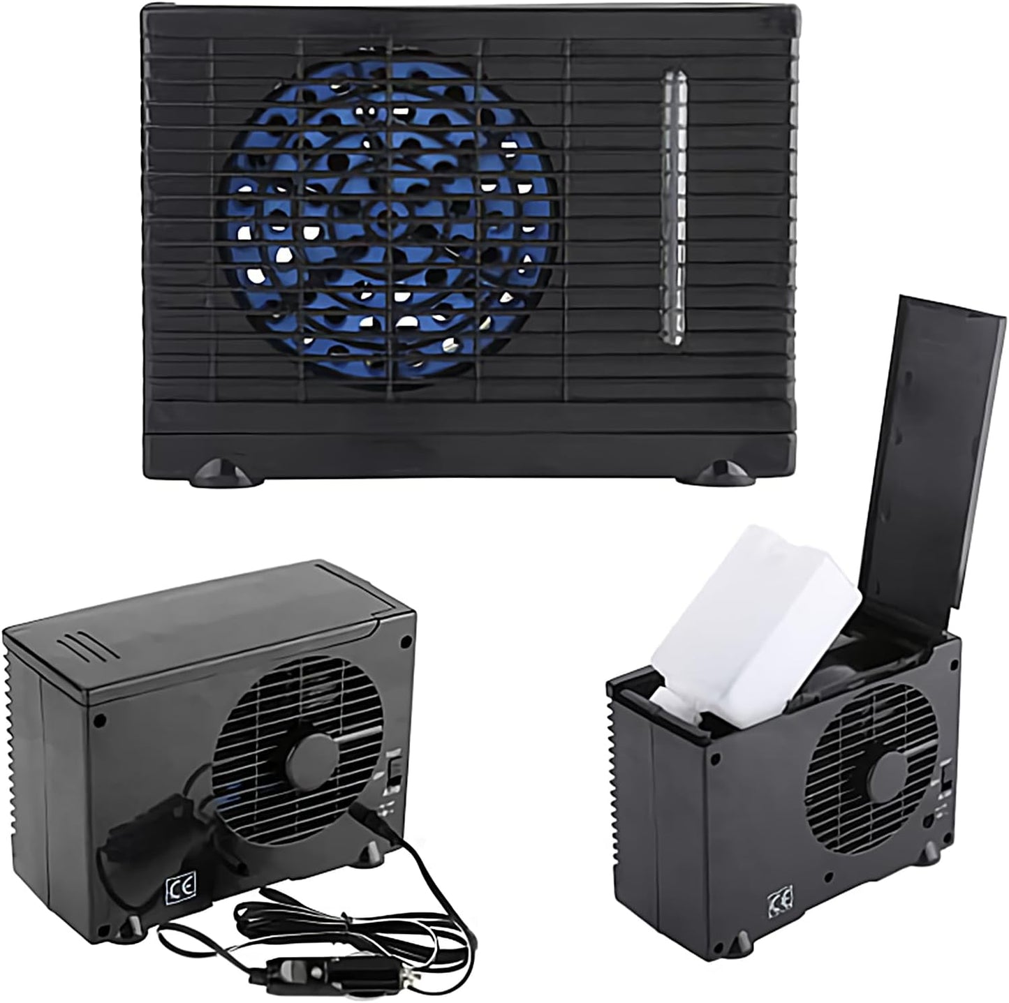  Ventilateur Climatiseur Voiture Portable | Ventilateur Mobile De Rafraîchissement Pour Automobile - Rafraîchisseur D'Air Évaporatif 12V Pour Camion Camping-Car Voyage Sous-Sol Chambre Garage