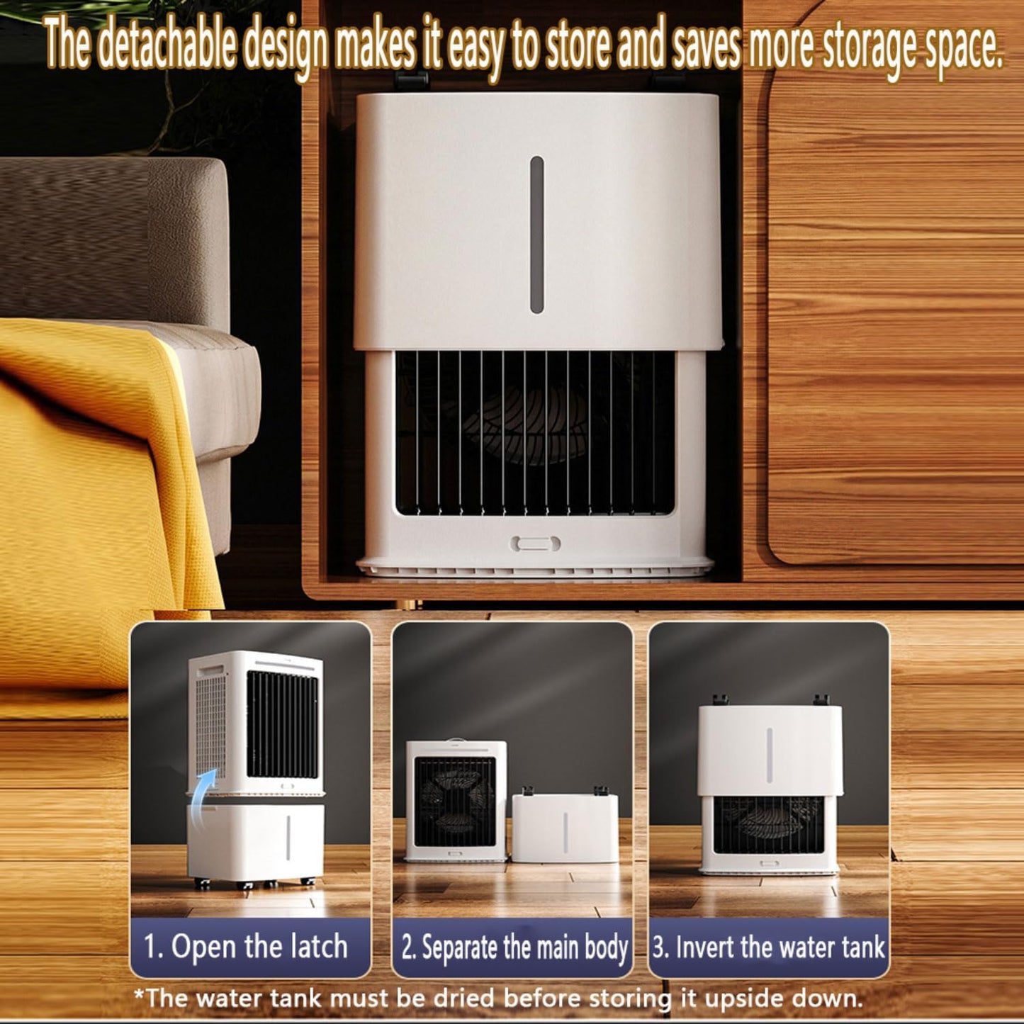 GENERIC Refroidisseur évaporatif Portable Avec Réservoir De 12L, Humidificateur Silencieux Avec 60° Pivotant, Climatisation à économie D'énergie Pour Chambres Et Bureau, Refroidissement Sans Tube