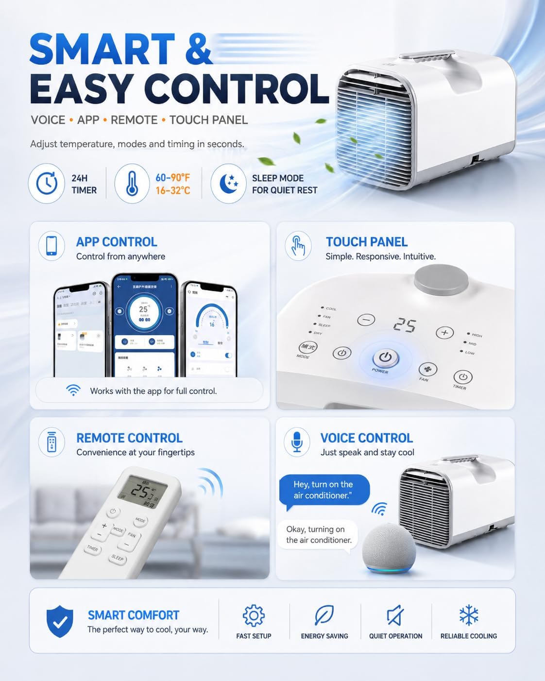  Tente Portable 4 En 1 AC, 4777 BTU Unité De Refroidissement Avec Ventilateur, Déshumidificateur.Puissance AC/DC Pour VRs, Vans, Camping.Contrôle Intelligent De L'application, Conception à Faible Bruit