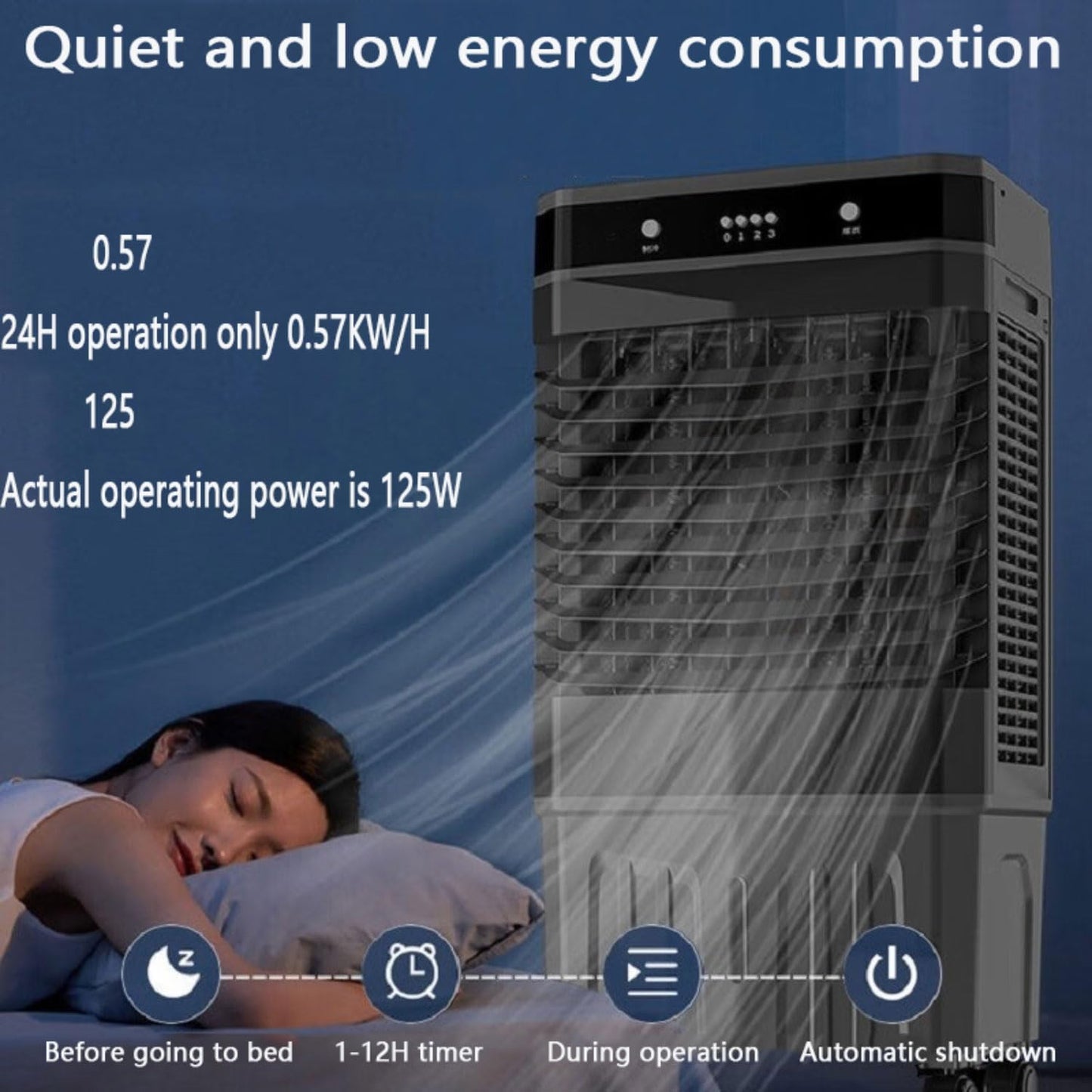  Climatiseur Portable 3-en-1 écoénergétique Avec Télécommande, Oscillation à 120°, Réservoir D'eau Extra Large De 50 L, Minuterie 12 Heures Et Mode De Refroidissement.