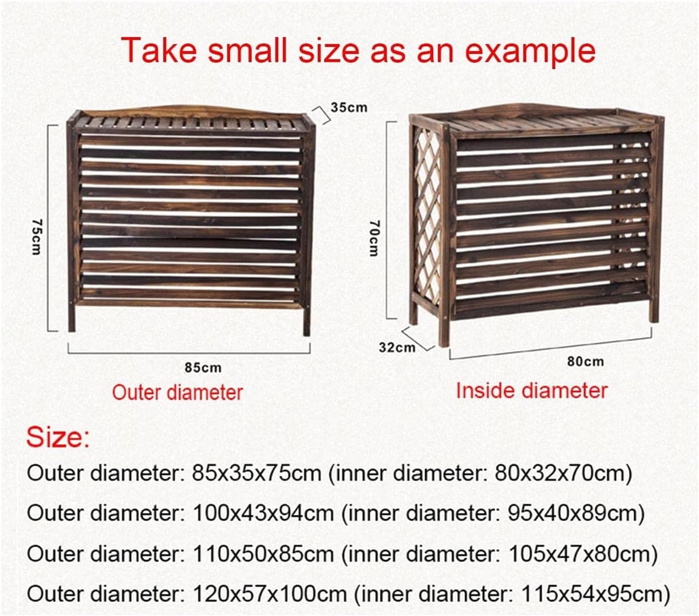  Housse De Protection En Bois Massif Pour Climatiseur Et Garde-corps - 120 X 57 X 100 Cm - Cadre De Protection Pour Volet - Support De Fleurs - Grille De Pompe à Chaleur - Décoration Extérieure Durable