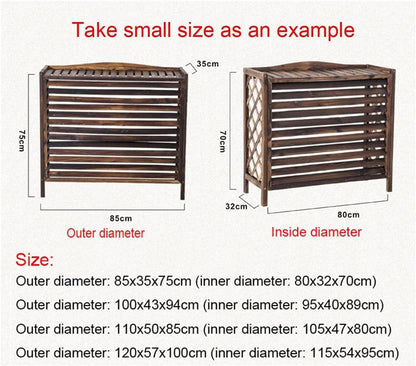  Housse De Protection En Bois Massif Pour Climatiseur Et Garde-corps - 120 X 57 X 100 Cm - Cadre De Protection Pour Volet - Support De Fleurs - Grille De Pompe à Chaleur - Décoration Extérieure Durable