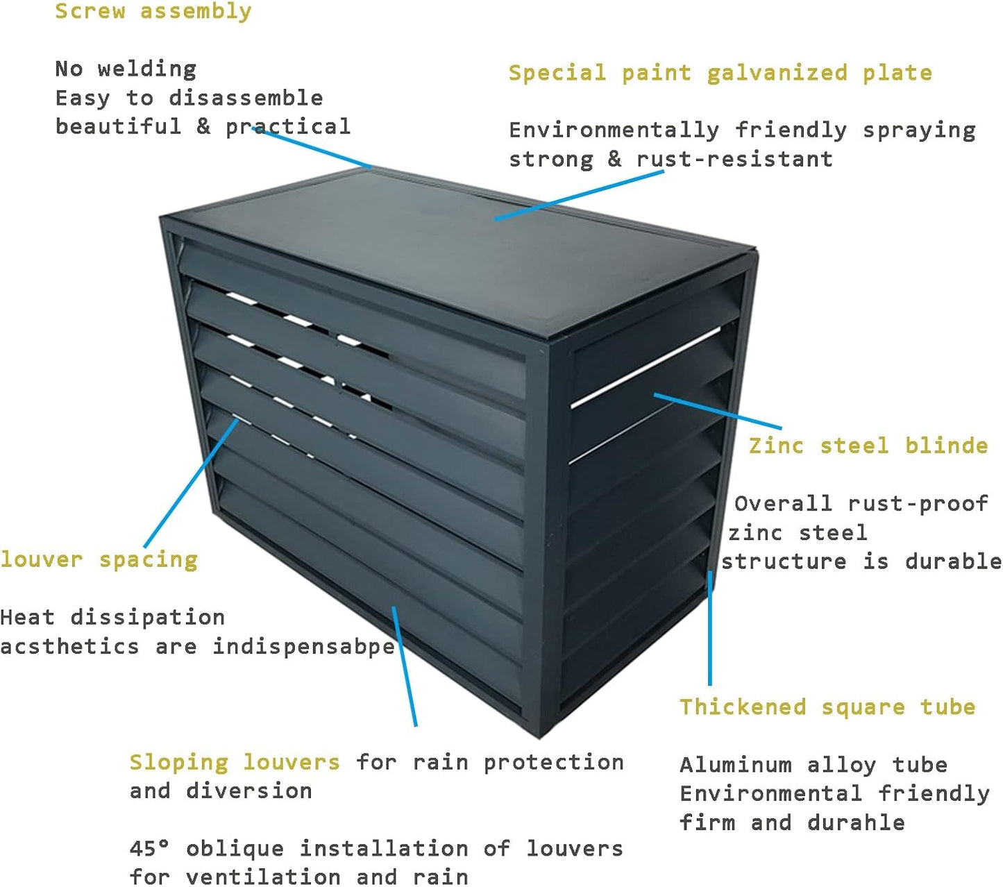  Protection Contre Les Intempéries Pour Climatiseur Extérieur En Aluminium - Protection Contre Les Intempéries Pour Unités Centrales De Climatisation - Boîtier Autonome élégant Pour Poubelles Et Unités