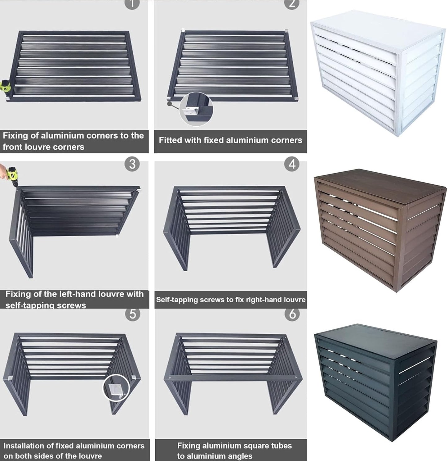 GENERIC Mini Housse De Climatiseur En Aluminium Résistant Aux Intempéries - Protection Contre Les Intempéries - Condensateur AC - Avec Clôture élégante - Matériau Extérieur Pour Une Utilisation En Intérieur