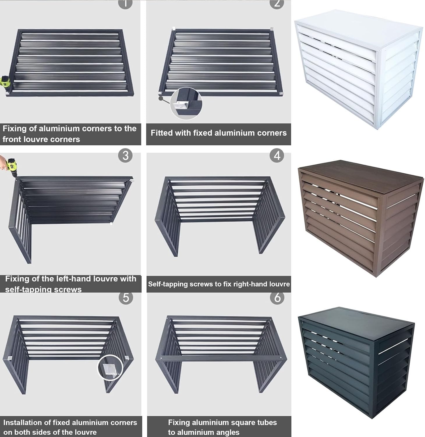 GENERIC Mini Housse De Climatiseur En Aluminium Résistant Aux Intempéries - Protection Contre Les Intempéries - Condensateur AC - Avec Clôture élégante - Matériau Extérieur Pour Une Utilisation En Intérieur