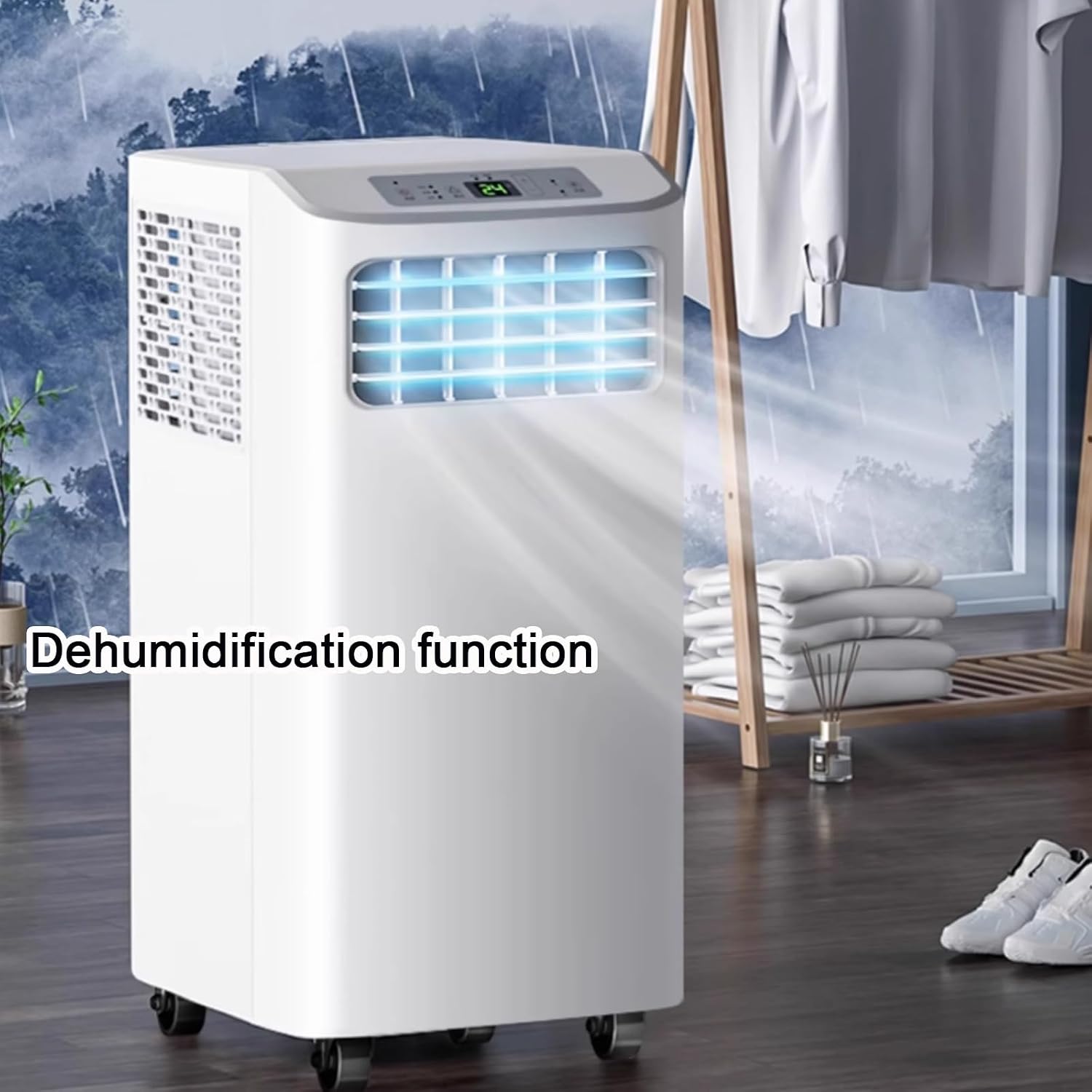 GENERIC Climatiseurs Portables 7800 BTU Pour Chambres A Coucher, 2 Vitesses, Compresseur De Refroidissement Minuterie De 12 H Refroidisseur D'air Avec Kit De Fenêtre Pour Bureau A Domicile, 220V