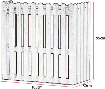 GENERIC Housse De Protection En Bois Pour Climatiseur Extérieur - Résistante Aux Intempéries - Pour Pompes à Chaleur Et Unités De Climatisation - Support Décoratif Pour Plantes - Blanc - 105 X 50 X 95 Cm