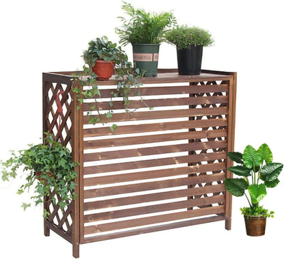  Couvercle De Climatiseur D'unité Extérieure, Couvercle De Climatiseur En Bois Massif Cadre D'obturation Poubelle Coquille Unité Extérieure Cadre De Décoration De Jardin BALC