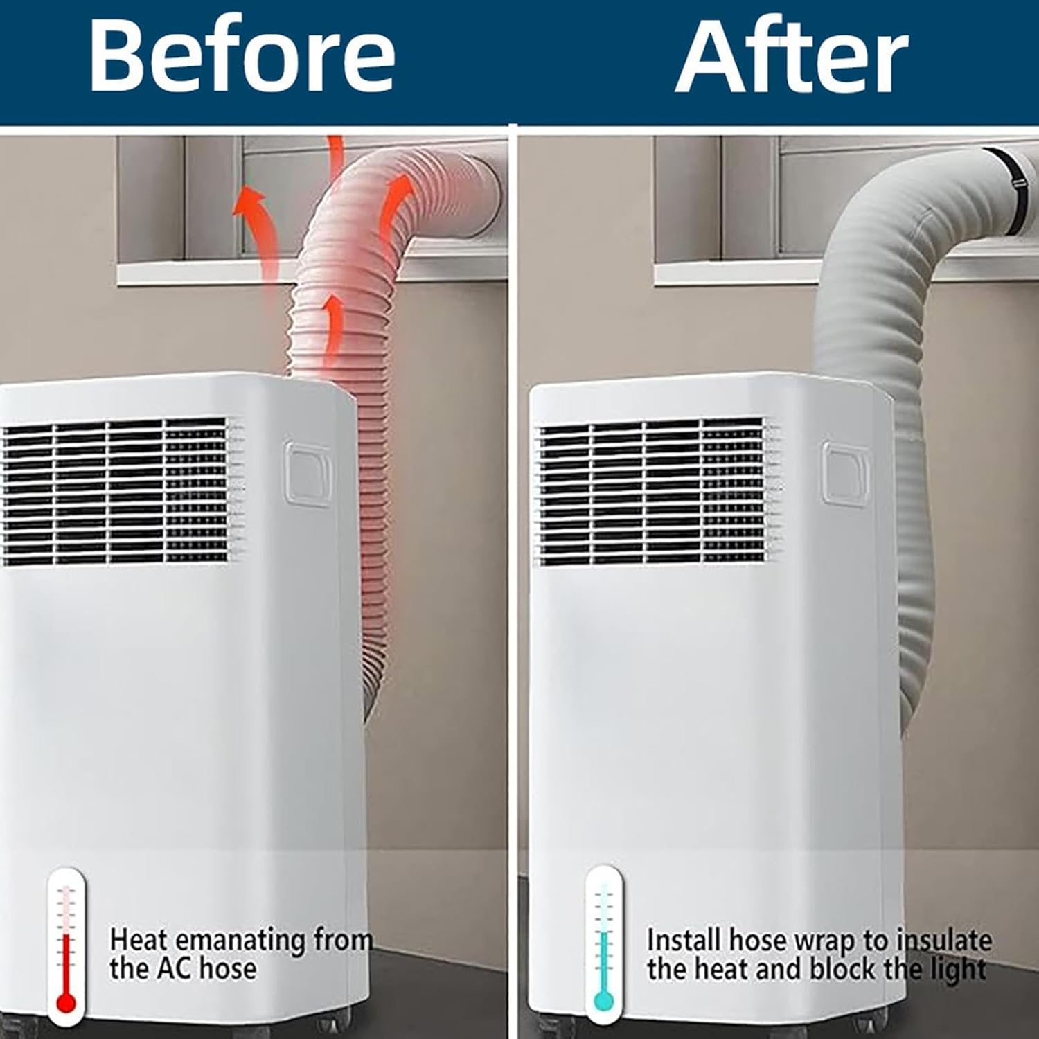  Gaine Isolante Pour Tuyau De Climatiseur – Protection Portable Manchon D'isolation, Compatible 5 Et 5,9 Pouces. Réduit La Condensation Et Améliore L'efficacité Énergétique – Pour Climatisation Mobile