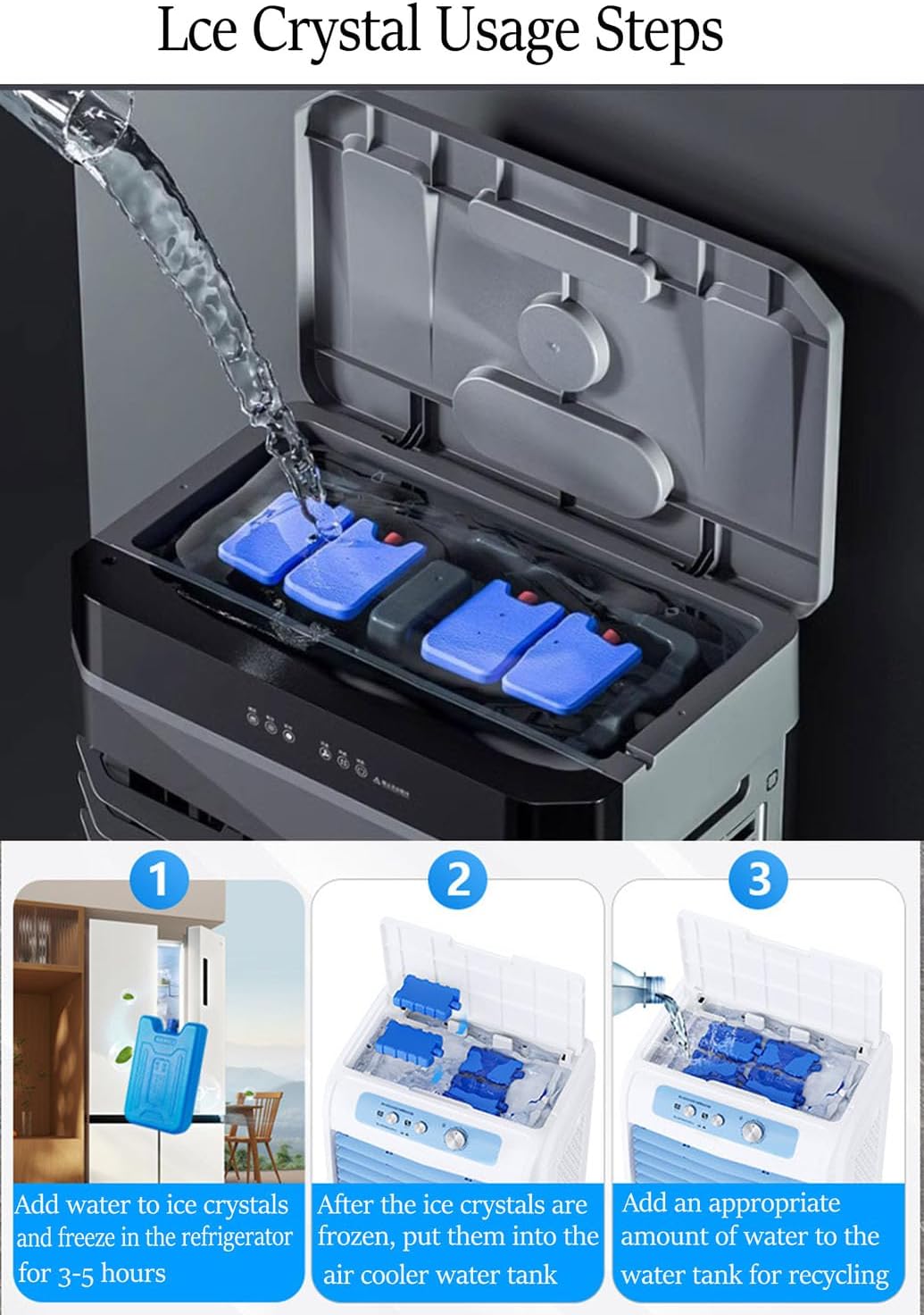 GENERIC Refroidisseur D'air De Refroidissement 4D, 3 Vitesses Et Humidificateur, 12H Minuterie, 120 Oscillation, Grand Réservoir Pour La Maison De Bureau De Chambre, Fonctionnement Silencieux Avec Télécommand