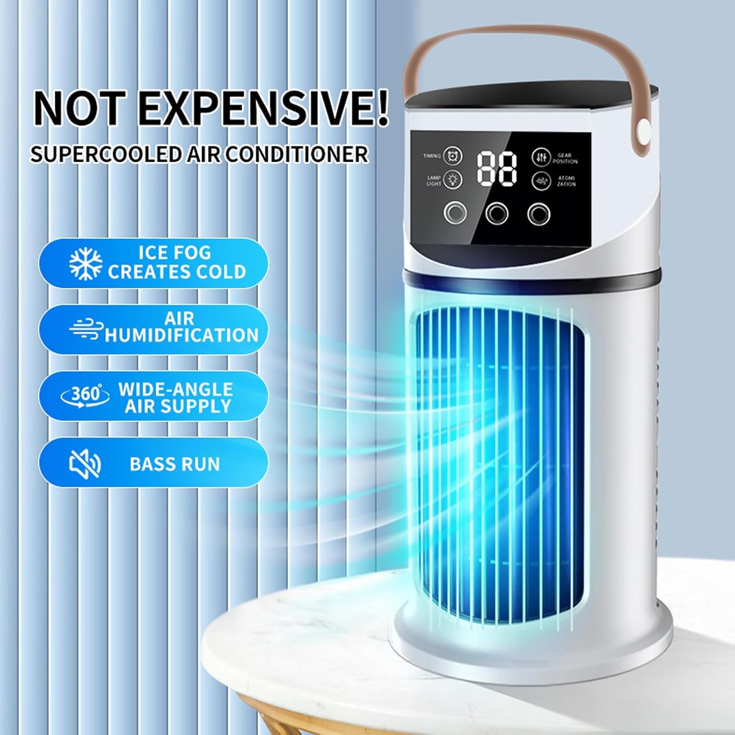  Climatiseur Mobile, Climatiseur Mobile Pour Intérieur, Réglable Avec Éclairage LED Pour Chambre Bureau Dortoir Sommeil Et Travail