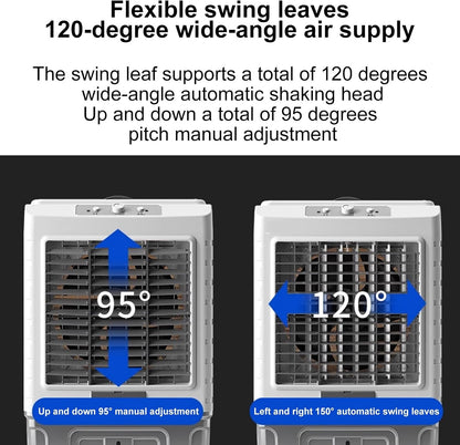  Climatiseur Portable Avec 6 Compartiments à Glace, Rafraîchisseur D'air évaporatif 3 En 1, Humidificateur Et Ventilateur, Grand Réservoir D'eau De 55 L, Diffusion D'air G